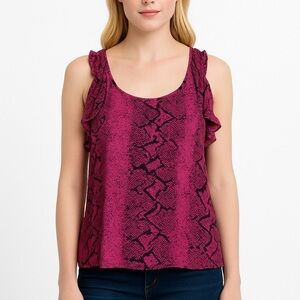 PARKER 100% Silk Hot Pink & Black Print Tank Top Size M